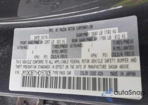 2017 Mazda Cx-3 Sport z USA, uszkodzony, nr VIN JM1DKDB71H0157805